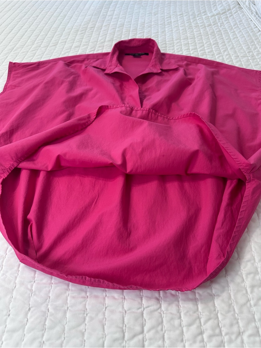 French Connection Set of Two Bright Pink Poplin Popover Fairycore Top M Short S - Picture 8 of 16